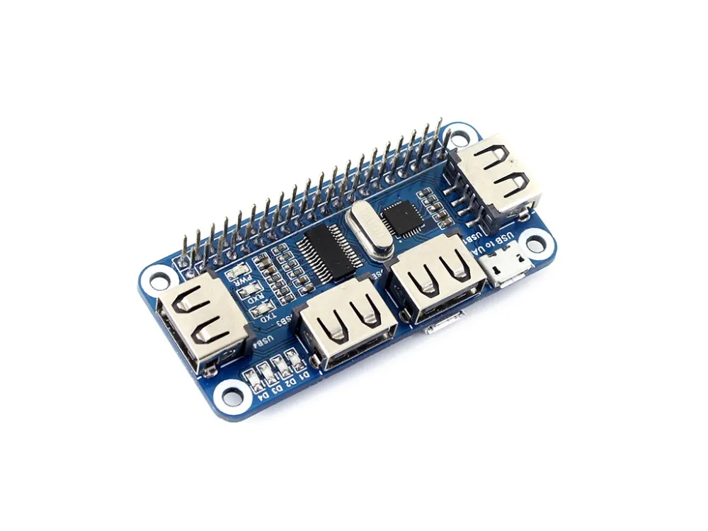 

4 Ports USB HUB HAT for Raspberry Pi B+/2B/3B/3B+/Zero/Zero W, USB to UART for Serial Debugging compatible with USB2.0/1.1