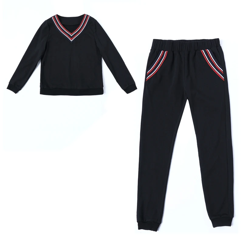 Женские костюмы большого размера новинка 2018 осенне зимние черные комплекты из