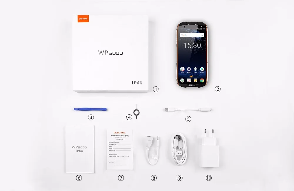 Oukitel WP5000 IP68 водонепроницаемый прочный смартфон 5," 18:9 полноэкранный Восьмиядерный 6 ГБ 64 Гб 16 МП Двойная камера Сотовый телефон
