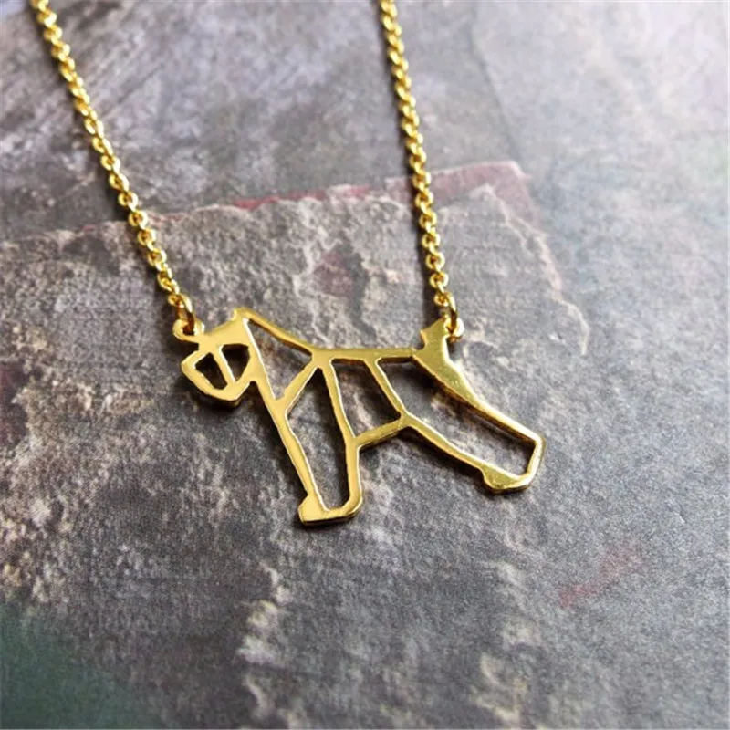 Модное уникальное ожерелье чокер с подвеской в виде собаки оригами шнауцера для