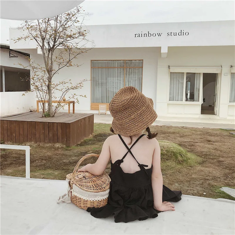 Black Sling Sleeveless Summer Girls Dress Beach Open Back Kid Dresses Fairy Princess Dressing Children's Clothing | Детская одежда