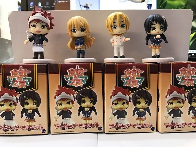 Shokugeki Нет Сома 4 шт./компл. Сома Yukihira фигурки Еда войны для косплея Такуми Tadokoro Мегуми кукла ПВХ фигурка игрушки Brinquedos Аниме 6 см
