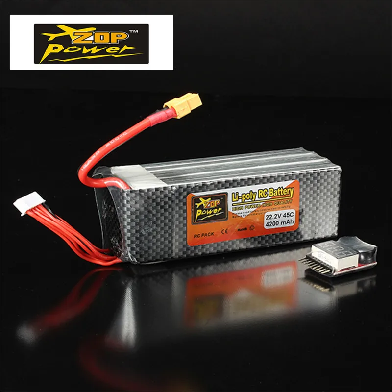 Высокое качество перезаряжаемая ZOP мощность 22 2 в 4200 мАч 6S 45C Lipo батарея XT60 вилка с