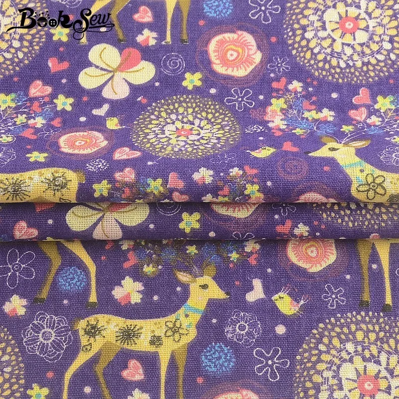 Booksew фиолетовая хлопчатобумажная льняная ткань хозяйственная с животным