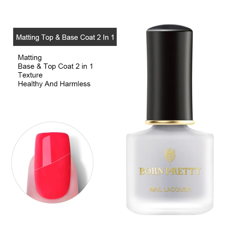 Matte Top Base Coat BORN PRETTY 6 мл Matt Micas лак для ногтей нерегулярные блестки Зеленый Фиолетовый Желтый смешанные цвета блестящие, дизайн ногтей лак - Цвет: Matte Top Base Coat