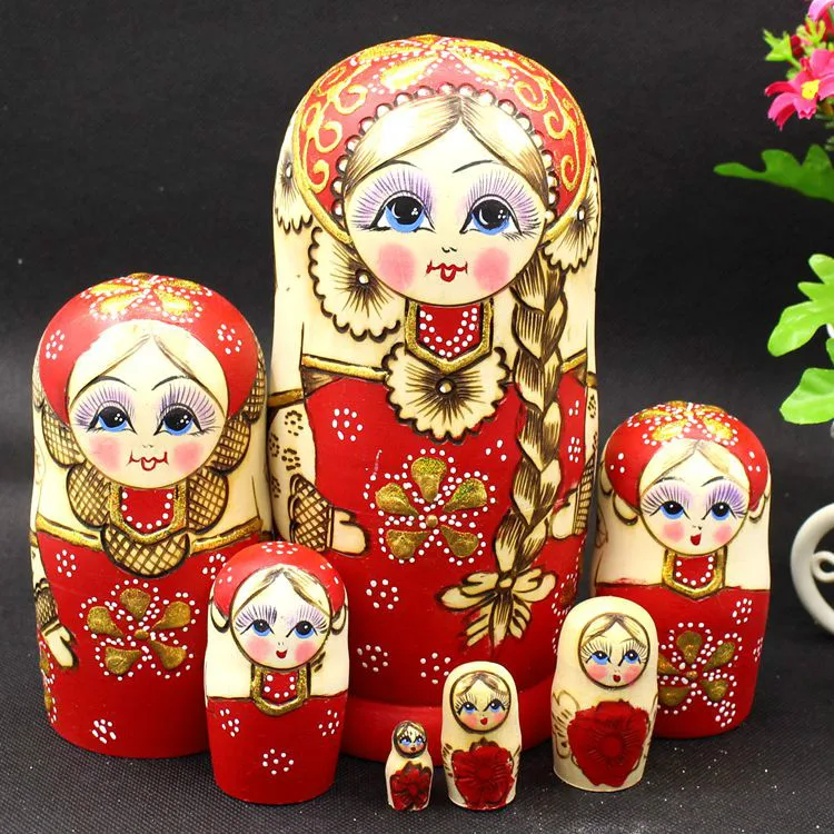 Модные свадебные подарки 7 шт. деревянные русские Матрешки красные зеленые