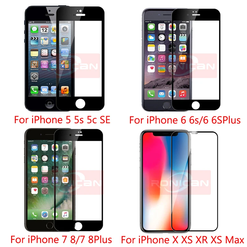 Закаленное стекло для iPhone XS XR MAX Защитная крышка экрана 8X7 6 6S Plus 5 5S SE 1 8 дюймов