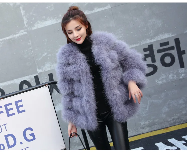 2019 высокое качество оптовая и розничная продажа пальто из страусиного меха для