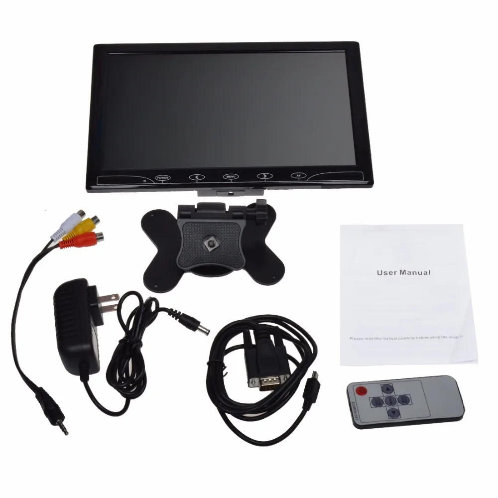 10.1 ''TFT ЖК-дисплей Цвет ультратонких 2 видео Вход ПК аудио-видео Дисплей VGA/HDMI/AV