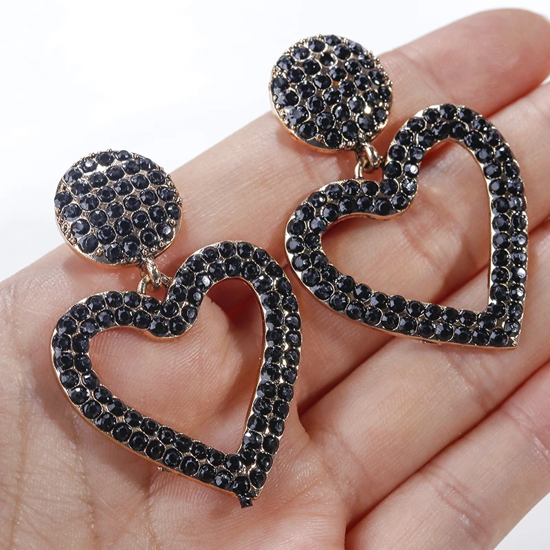 Женские серьги с разноцветными кристаллами AENSOA роскошные подвески сердечками