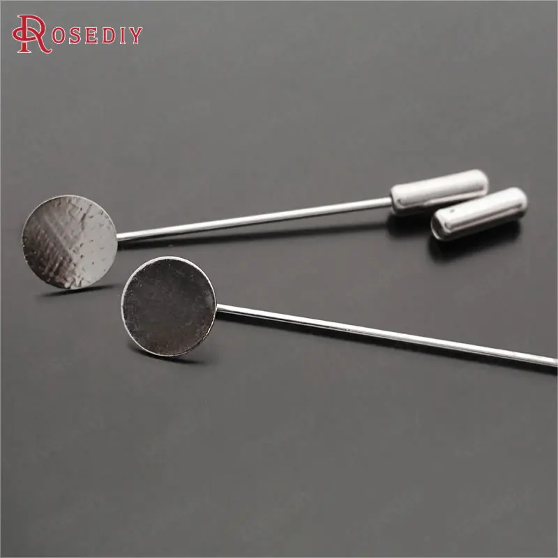 20PCS with stopper Can paste Round Disk Brass Brooch Base Pins Hat Jewelry Accessories Findings Wholesale | Украшения и