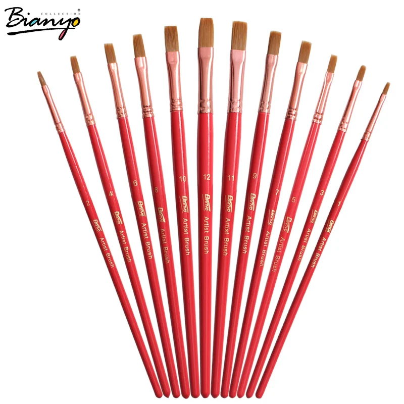Bianyo 12 шт. различных моделей плоская нейлоновая головка для волос акварельная
