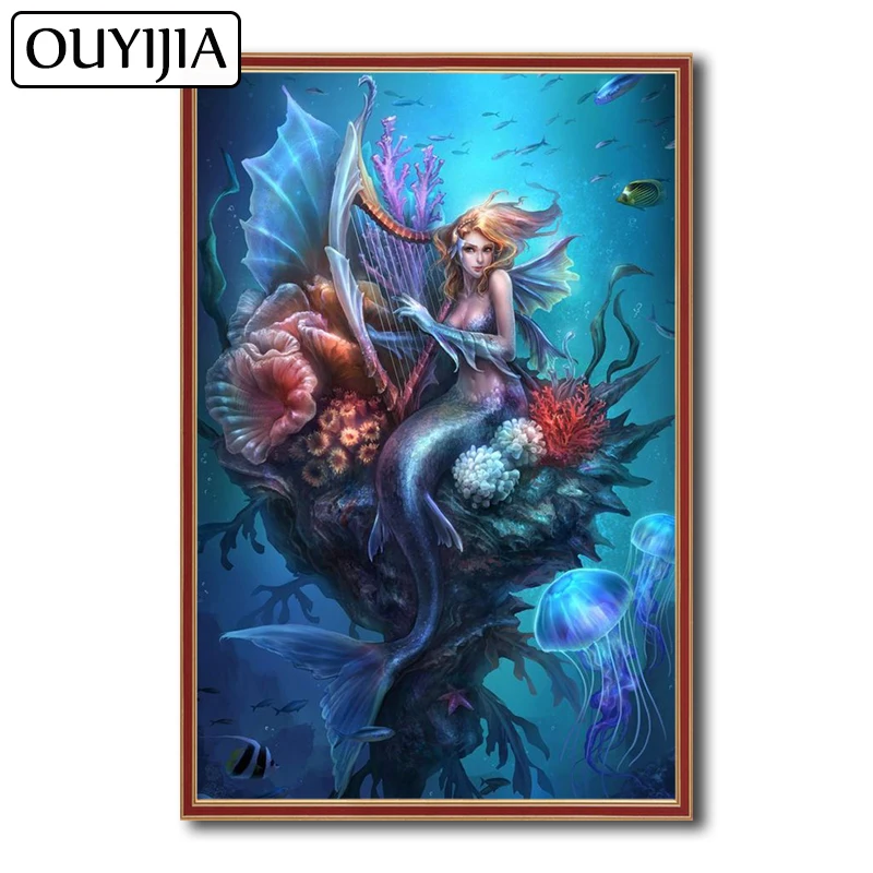 OUYIJIA сексуальный мультфильм 5D DIY алмазная живопись Русалка красота сирена