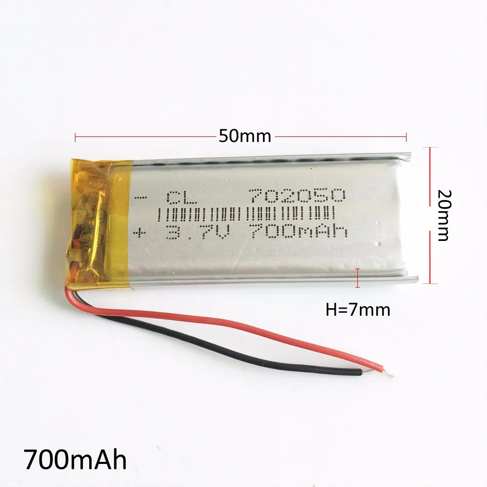 10 шт. JST PH 2.0 2Pin 3.7 В 700 мАч 702050 литий-полимерный lipo Перезаряжаемые Батарея для MP3 наушников Pad DVD Bluetooth камеры