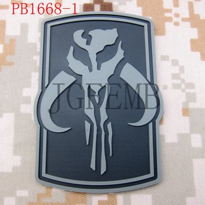 PB1668 gray Boba Фетт мандалориан банта охотник за головами тактический военный боевой дух Страйкбол 3D ПВХ патч - Цвет: PB1668 gray