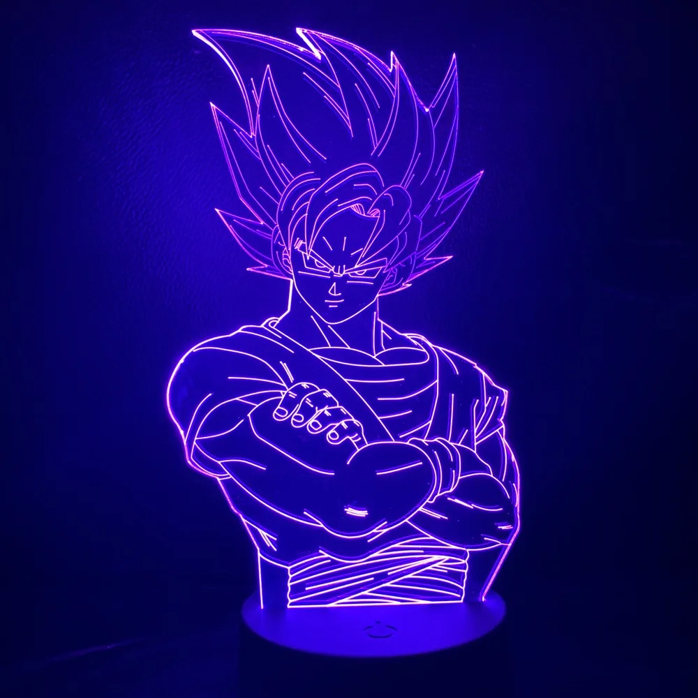Крутой детский светодиодный ночник Dragon Ball Z Goku рисунок ночной Светильник для детской спальни Декор аниме 3D иллюзия светодиодный ночной Светильник Saiyan
