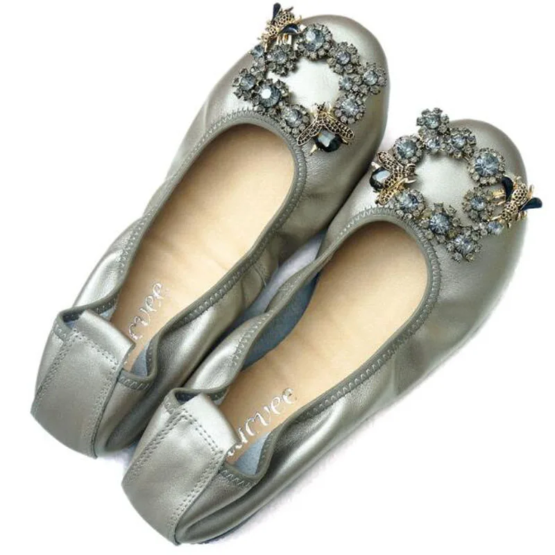 Женские туфли стразы из натуральной кожи балетки удобные повседневные на