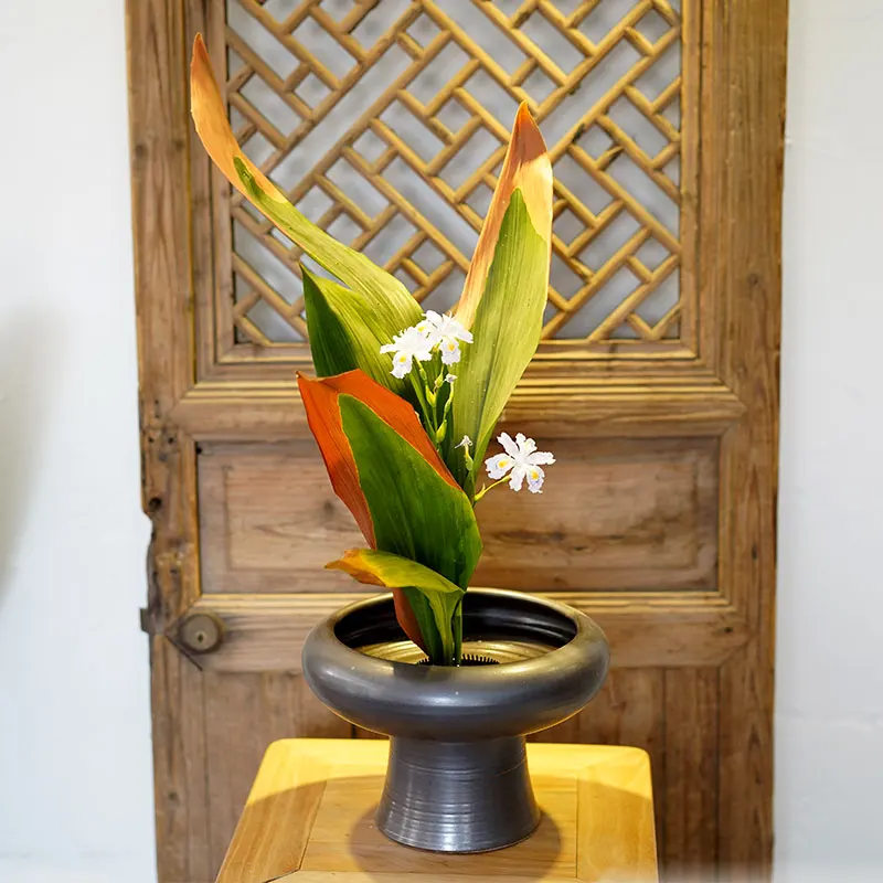 Винтажная Изысканная матовая черная грубая керамическая ваза с высоким горшком