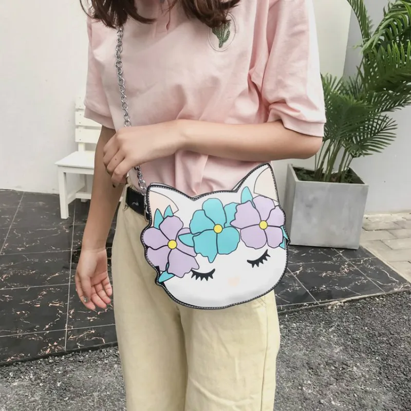 2019 New Animal Bag for Women Lady Cute Cartoon Cat Shoulder/Crossbody Mini Versatile Appliques Flap drop shopping | Багаж и сумки