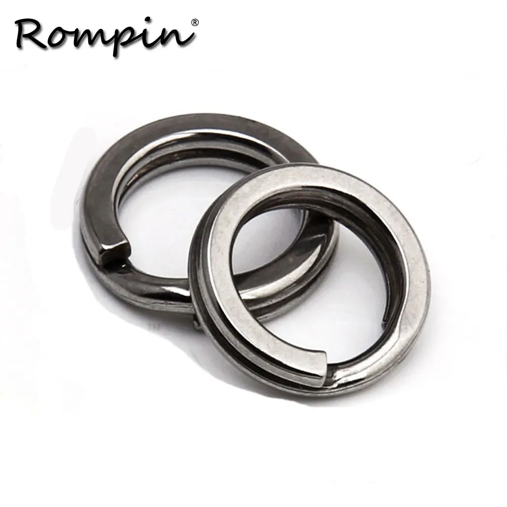 Rompin 50 шт./лот, нержавеющая сталь, разъемные Плоские Кольца для рыбалки, приманки, приманки, жесткие приманки, инструменты для ловли карпа, двойная петля