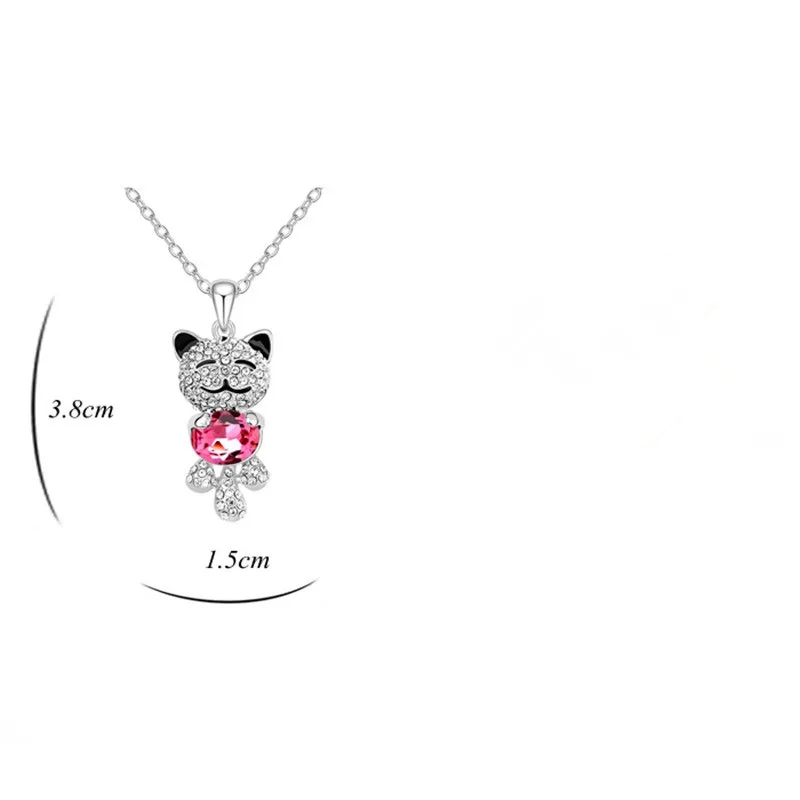 Кристалл Цепочки и ожерелья милый кот кулон jewelry Животные CLN14951|Ожерелья с