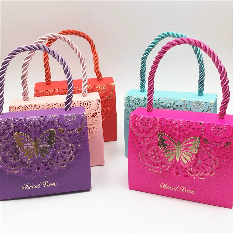 

20 pcs Gift Hand Bags Paper Bags Baby Shower Birthday exquisite Party Decoration Wedding Favors And Kids Gift Bag Supplies
