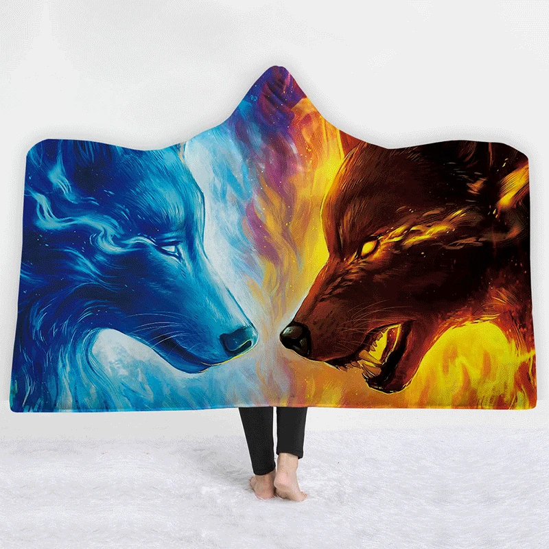 Medusa alienate wolf hooded fleece blanket wind proof wearable kids room fine decoration | Дом и сад