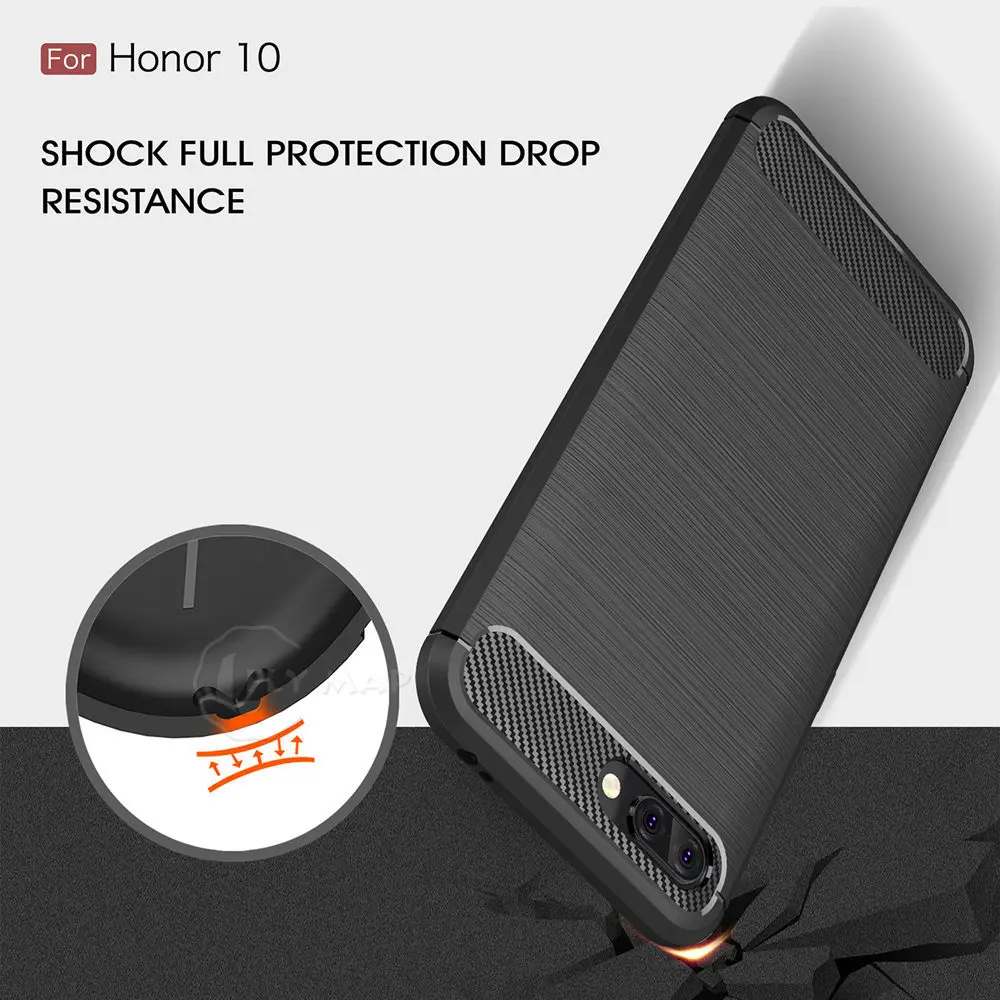 Силиконовый мягкий чехол для Huawei Honor 10 COL-L29 COL-TL00 TPU из углеродного волокна
