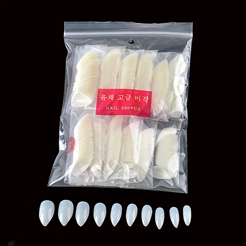 Белые короткие накладные ногти острый конец Шпилька для дизайна ногтей