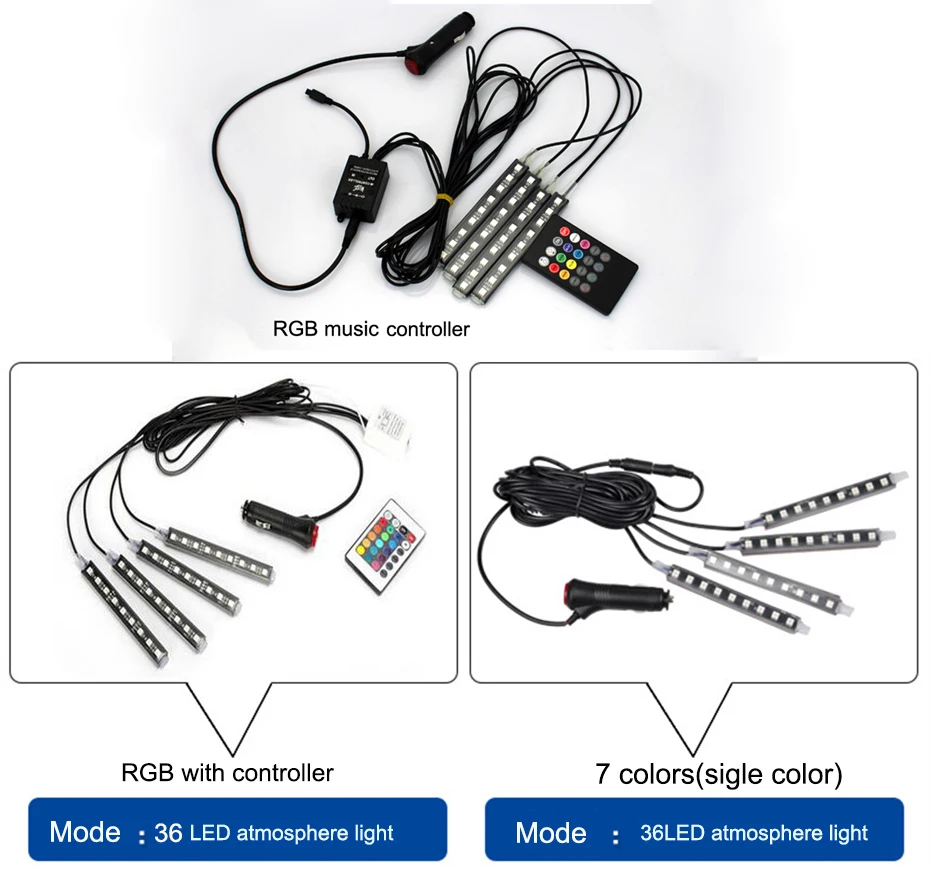 Автомобильная светодиодная лента RGB s 3 м неоновая лампа декоративная атмосферная