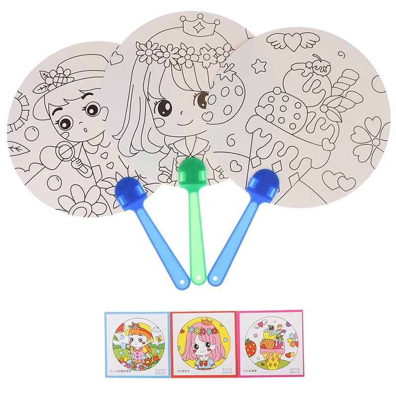 

DIY Coloring hand fan Kids Cartoon Hand Fan Paper Art Craft Material for Kindergarten Preschool Drawing Toy Kids Gifts
