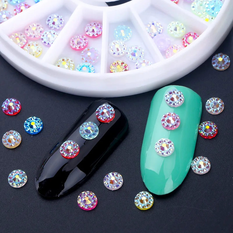 Blueness 1Wheel Round Sequins Studs Design Rhinestones For Nails Art Decorations Accessories Manicure DIY UV Gel Acrylic Crystal | Красота и