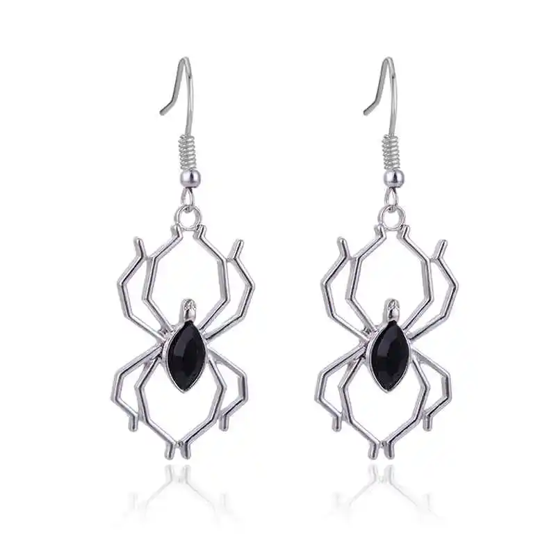 White Gold Color SUKI/Европейские креативные висячие серьги с подвеской в виде паука на Хэллоуин для женщин и мужчин, ювелирные изделия, модные вечерние серьги-подвески из сплава с крючками - Окраска металла: White Gold Color