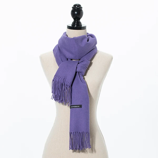 Light purple Зимний Большой шарф с кисточками 180 см* 65 см 23 цвета шерстяные вязаные шарфы Осень кашемир длинный однотонный шарф женская теплая шаль - Цвет: Light purple