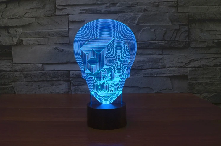 [Seven Neon] Бесплатная доставка модная Акриловая Маска 7 цветов настольная лампа 3D