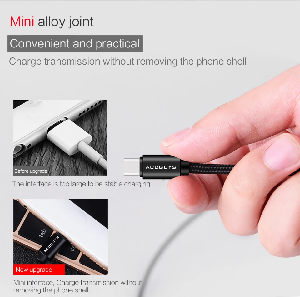ACCGUYS Usb кабель для Iphone 8 7 Plus 6 5 к Type C мобильный телефон быстрое зарядное устройство