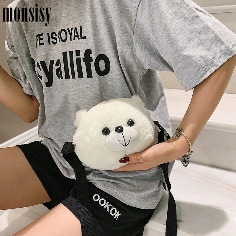 Monsisy 2019 Новый Зимний Детский кошелек сумки маленький медведь голова на плечо