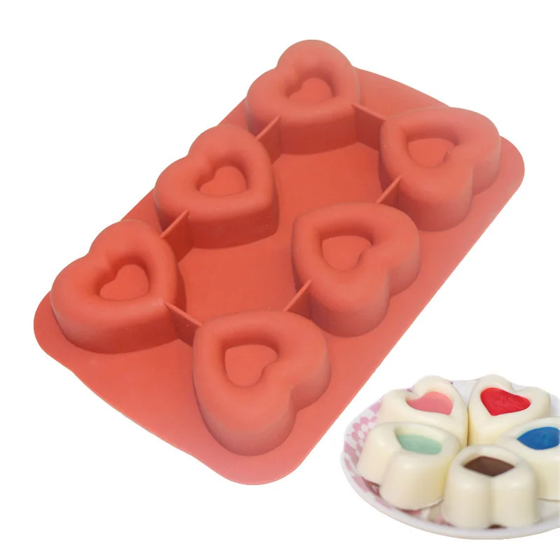 6 Полость в форме сердца силиконовая форма для Маффин пудинг торт шоколадный кекс