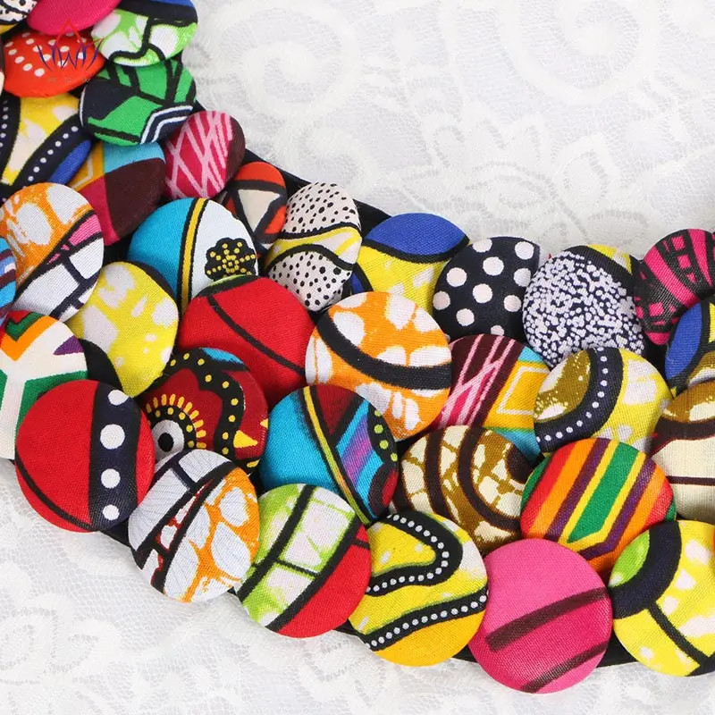 2019 африканская Кнопка Ожерелье Анкара одежда многоцветная покрытое ожерелье