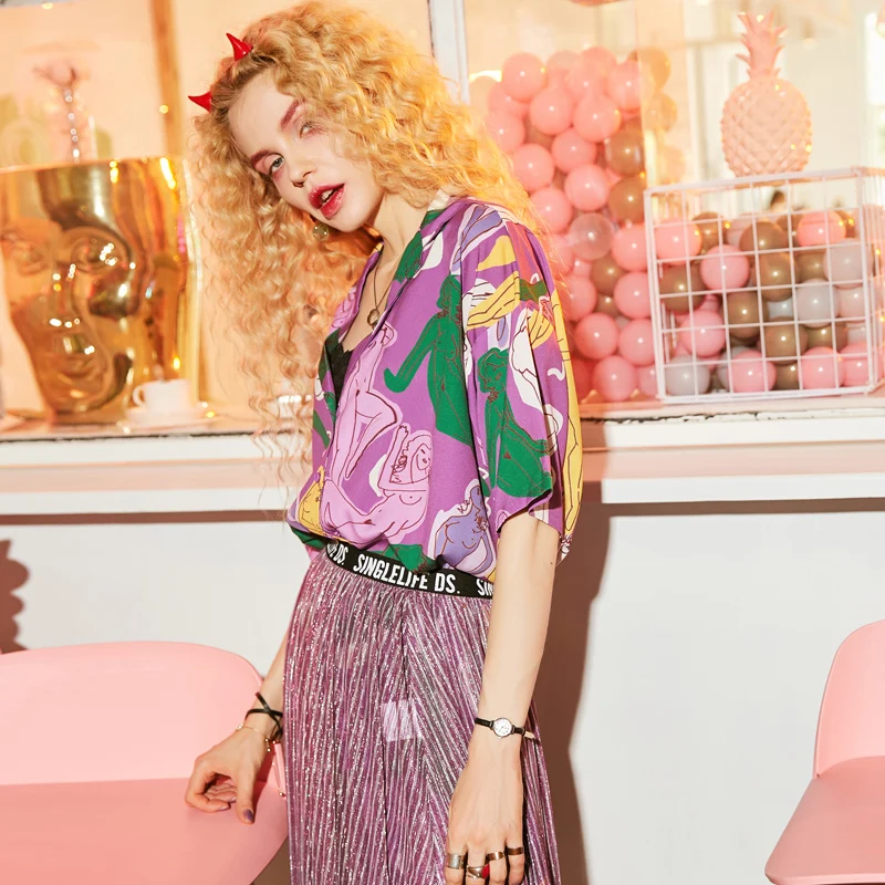 Женский винтажный комплект ELFSACK футболка с треугольным вырезом и коротким