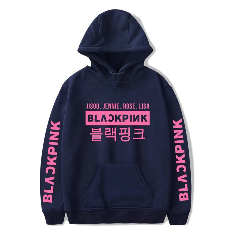 Luckfidayf Blackpink kpop толстовки с надписью Женская толстовка из хлопка с длинным рукавом черный розовый kpop повседневная одежда 4xl