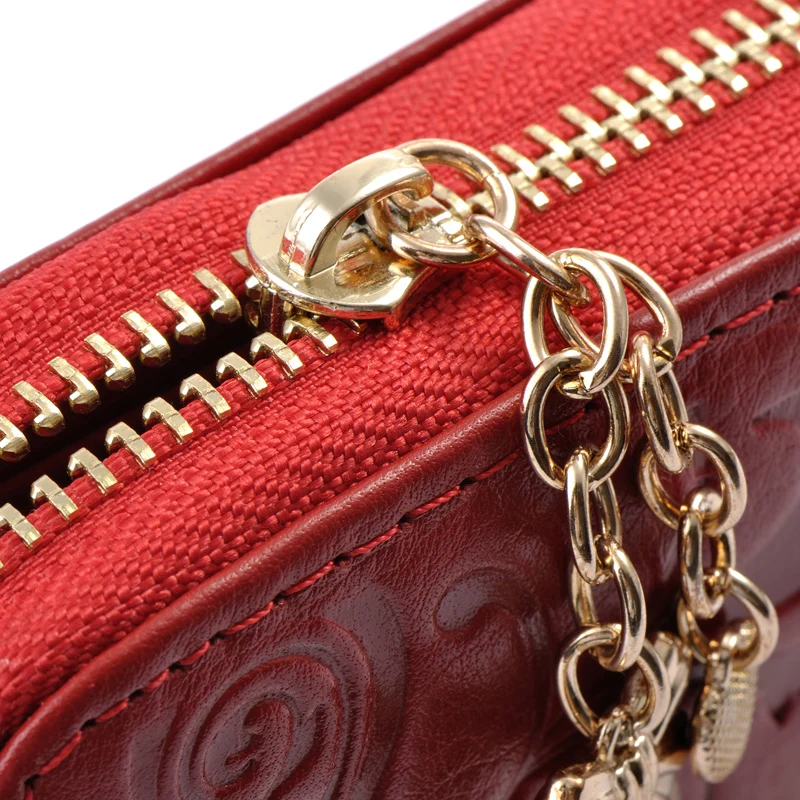 Женские Morning Glory тиснением натуральной Настоящая кожа на Молнии Сумочка Длинный