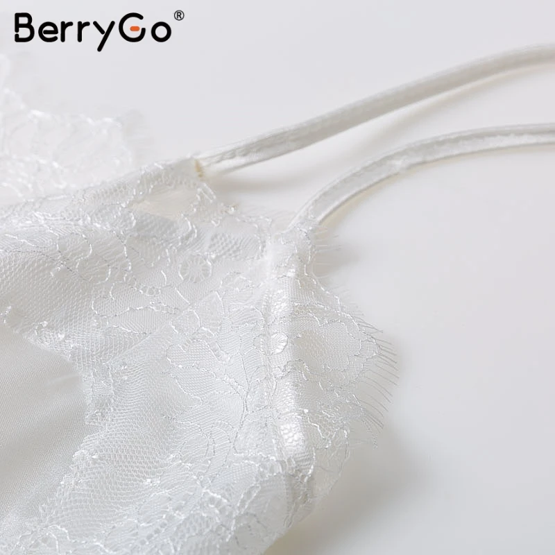 BerryGo для женщин Танк Элегантный кружево топики женские сетки вышивка Атлас