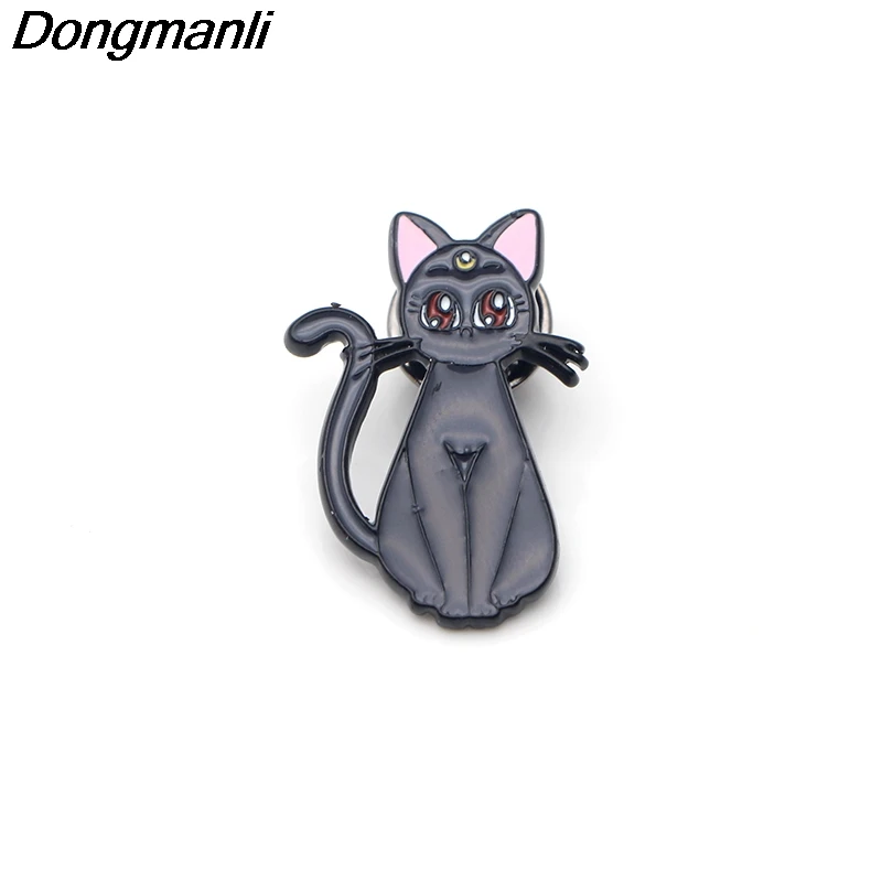 P2621 Dongmanli Сейлор Мун черная кошка эмалированные булавки и броши для женщин и мужчин нагрудные булавки рюкзак сумки значок подарки