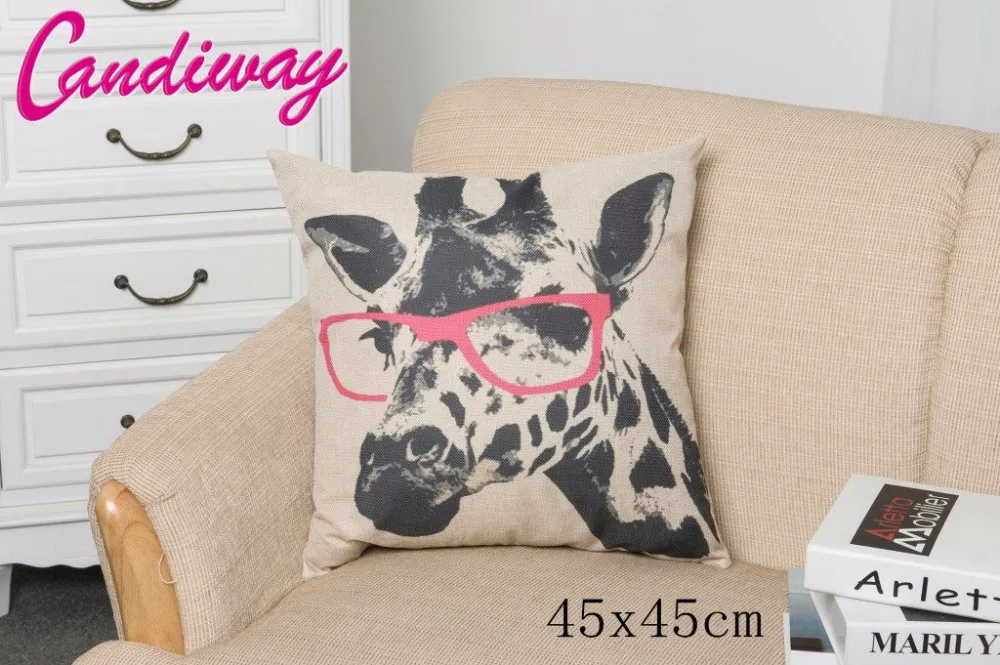 45x45 см чехол с изображением животного жирафа и розовых очков NB069|design pillow cases|pillow