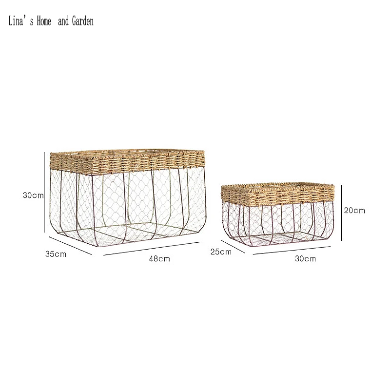 Набор из 2 предметов прямоугольная винтажная деревенская корзина ручной