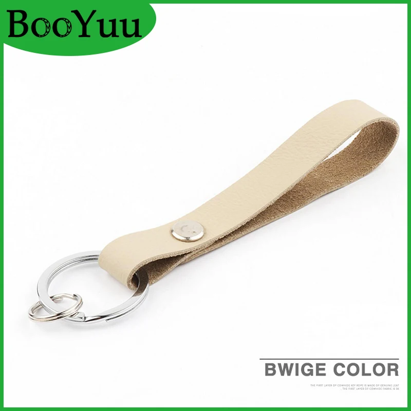 BooYuu Classic black Top Layer Leather+ Alloy Fashion keychains Cars Key Ring keychain holdefor keys Accessories Freeshipping | Автомобили