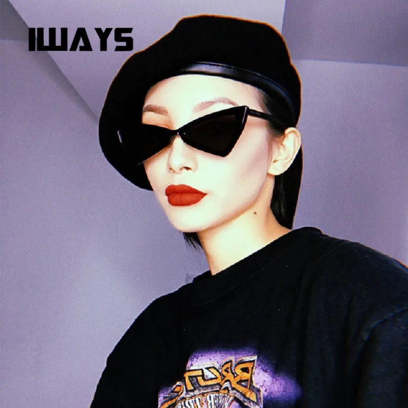 

Iways 2019 Vintage Women Sunglasses Triangle Black Ladies Sunglass Retro Red Color Eyewear Gradient Lens Glasses uv400