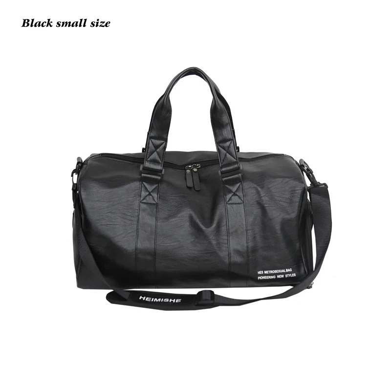 Black small size Кожаная Дорожная сумка большой вместимости, Мужская Ручная сумка для багажа, сумки для путешествий, Женская дорожная сумка, черная ПУ водонепроницаемая винтажная мужская сумка - Цвет: Black small size