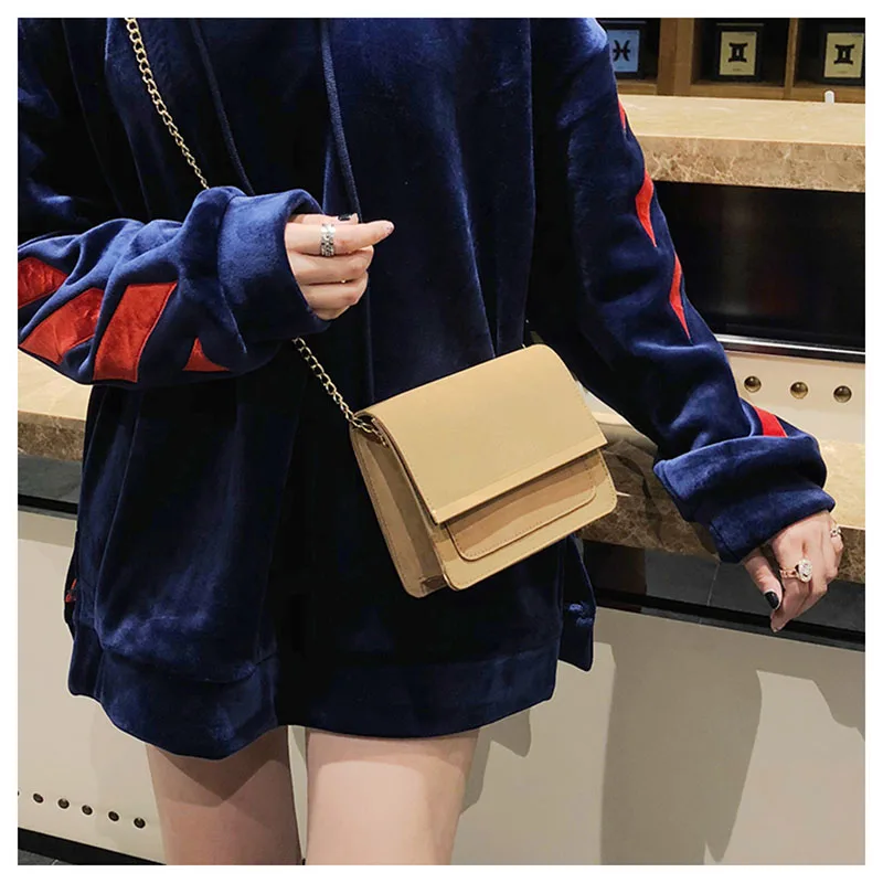 

Women Messenger Fashion Matte Retro Chain Small Square Bag Female 2019 Wild Shoulder Messenger Bag Clutches Women Solid WWJ300